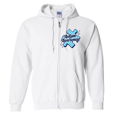 We Wear Blue For Autism Awareness Full Zip Hoodie