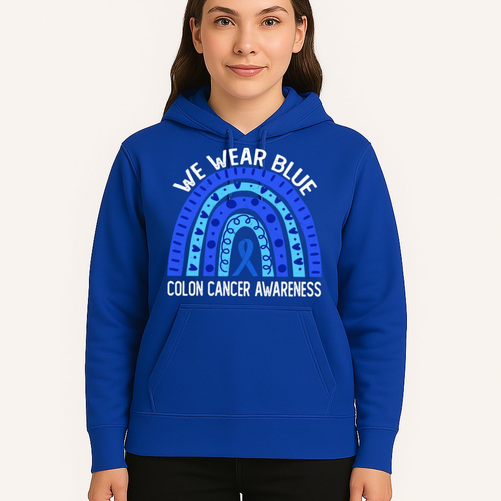 We Wear Blue Rainbow For Colon Cancer Awareness Meaningful Gift Hoodie