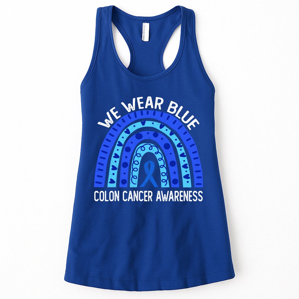 We Wear Blue Rainbow For Colon Cancer Awareness Meaningful Gift Womens Tank Top