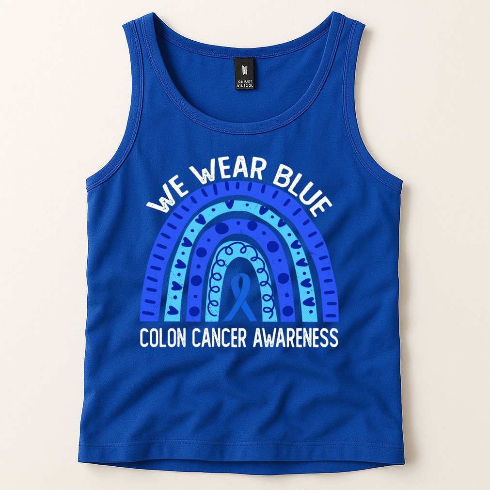 We Wear Blue Rainbow For Colon Cancer Awareness Meaningful Gift Tank Top
