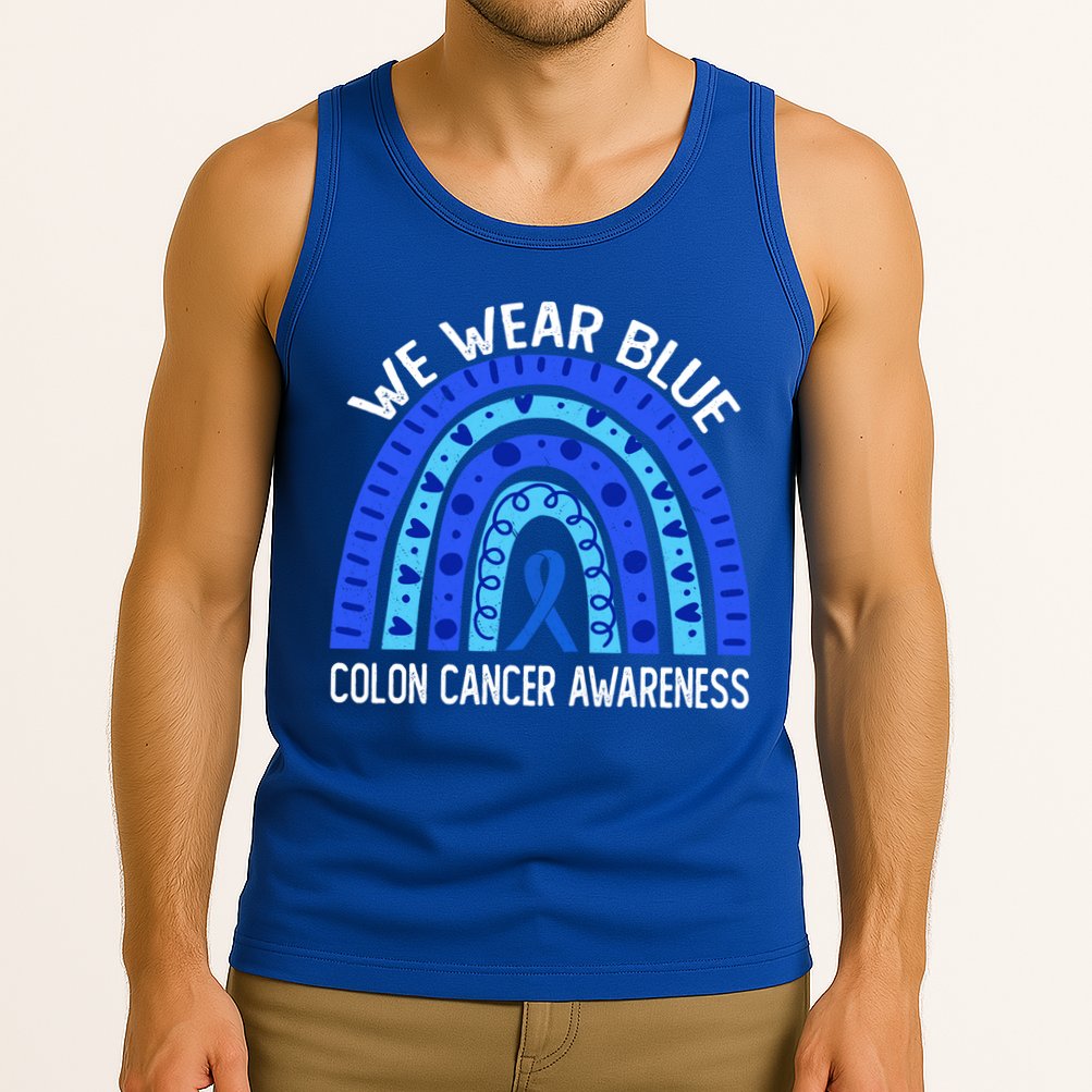 We Wear Blue Rainbow For Colon Cancer Awareness Meaningful Gift Tank Top