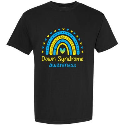 We Wear Blue And Yellow Down Syndrome Awareness Garment-Dyed Heavyweight T-Shirt