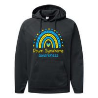 We Wear Blue And Yellow Down Syndrome Awareness Performance Fleece Hoodie