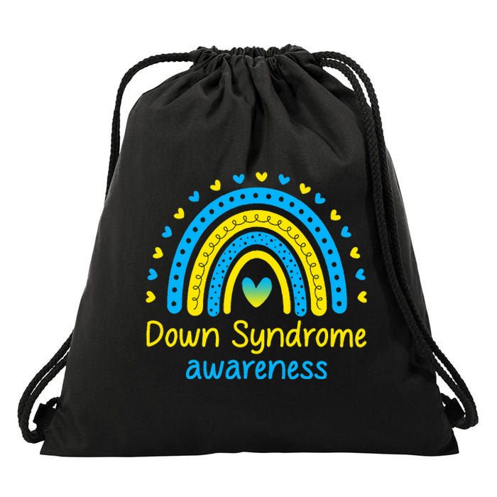 We Wear Blue And Yellow Down Syndrome Awareness Drawstring Bag