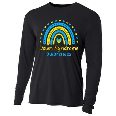 We Wear Blue And Yellow Down Syndrome Awareness Cooling Performance Long Sleeve Crew