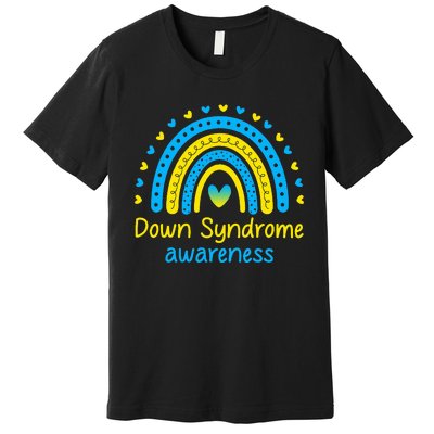 We Wear Blue And Yellow Down Syndrome Awareness Premium T-Shirt