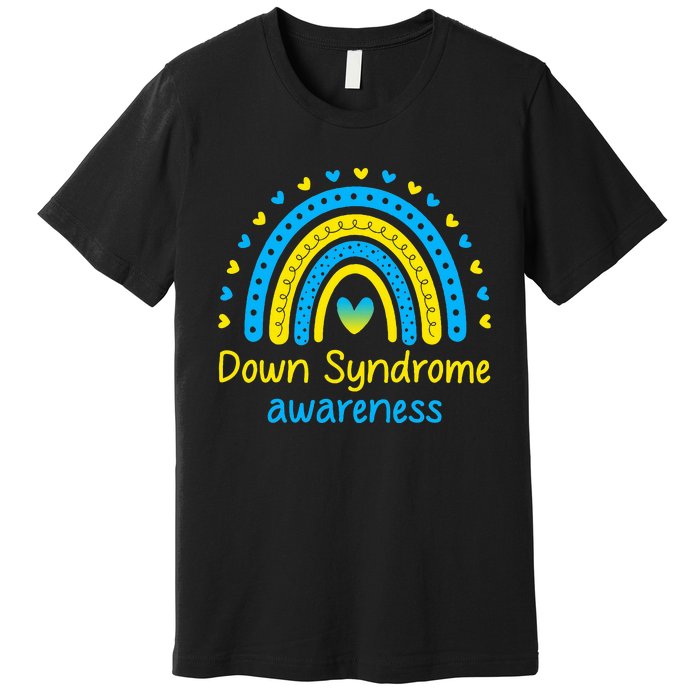 We Wear Blue And Yellow Down Syndrome Awareness Premium T-Shirt