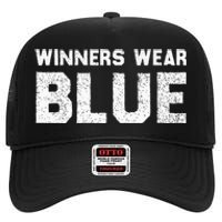 Winners Wear Blue Spirit Wear Team Game Color War High Crown Mesh Back Trucker Hat