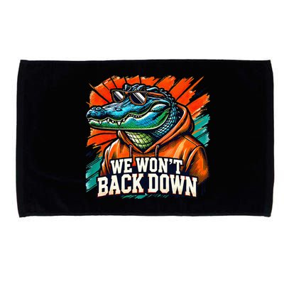 We WonT Back Down Blue And Orange Gator White Microfiber Hand Towel