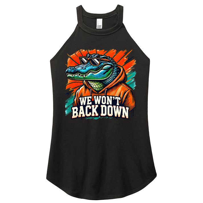 We WonT Back Down Blue And Orange Gator White Women's Perfect Tri Rocker Tank