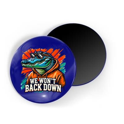 We WonT Back Down Blue And Orange Gator White Magnet