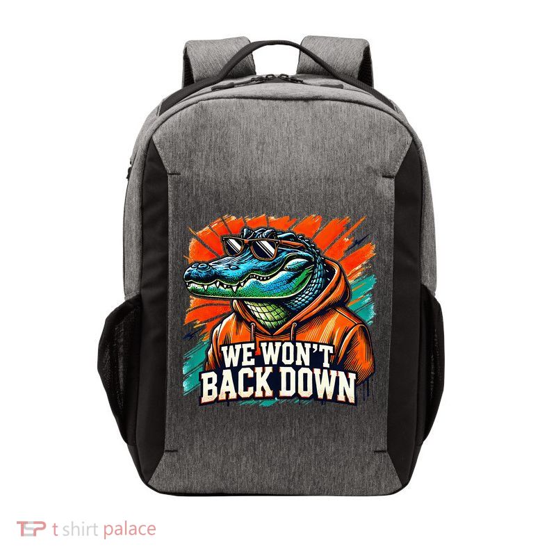 We WonT Back Down Blue And Orange Gator White Vector Backpack
