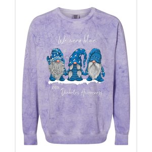 We Wear Blue For Diabetes Awareness Gnomes T1D Colorblast Crewneck Sweatshirt