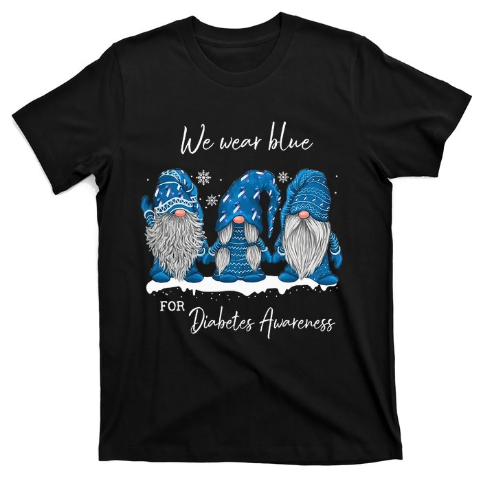 We Wear Blue For Diabetes Awareness Gnomes T1D T-Shirt