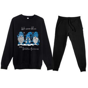 We Wear Blue For Diabetes Awareness Gnomes T1D Premium Crewneck Sweatsuit Set