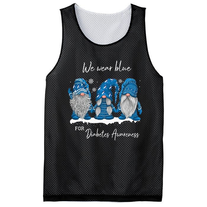 We Wear Blue For Diabetes Awareness Gnomes T1D Mesh Reversible Basketball Jersey Tank