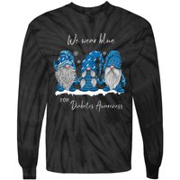 We Wear Blue For Diabetes Awareness Gnomes T1D Tie-Dye Long Sleeve Shirt