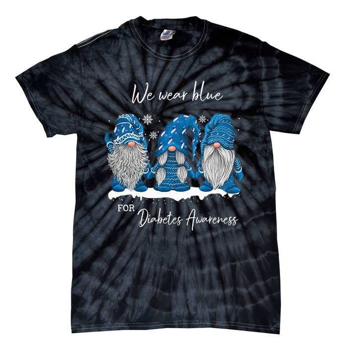 We Wear Blue For Diabetes Awareness Gnomes T1D Tie-Dye T-Shirt