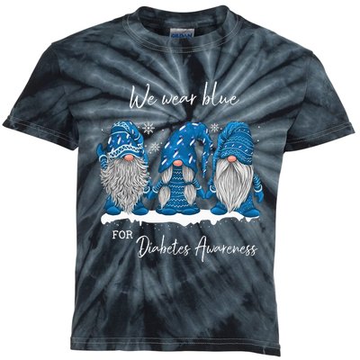 We Wear Blue For Diabetes Awareness Gnomes T1D Kids Tie-Dye T-Shirt