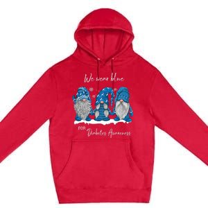 We Wear Blue For Diabetes Awareness Gnomes T1D Premium Pullover Hoodie