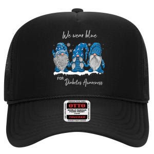 We Wear Blue For Diabetes Awareness Gnomes T1D High Crown Mesh Back Trucker Hat