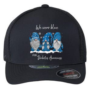 We Wear Blue For Diabetes Awareness Gnomes T1D Flexfit Unipanel Trucker Cap