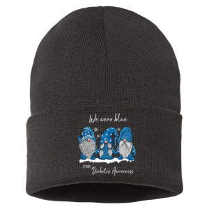 We Wear Blue For Diabetes Awareness Gnomes T1D Sustainable Knit Beanie