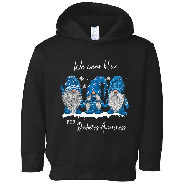 We Wear Blue For Diabetes Awareness Gnomes T1D Toddler Hoodie