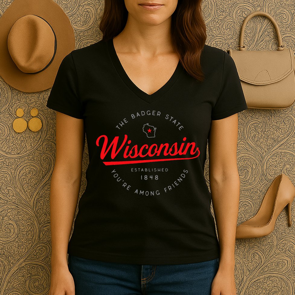 Wisconsin Wi Badger State YouRe Among Friends In Wisconsin Women's V-Neck T-Shirt