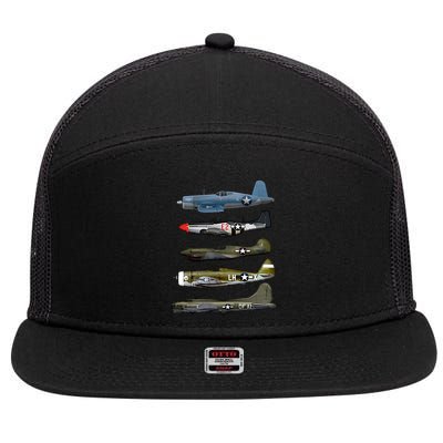 Ww2 Warplane Bgreat Gift17 P51 Mustang F4u Corsair P40 Warhawk Gift 7 Panel Mesh Trucker Snapback Hat