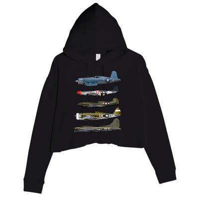 Ww2 Warplane Bgreat Gift17 P51 Mustang F4u Corsair P40 Warhawk Gift Crop Fleece Hoodie
