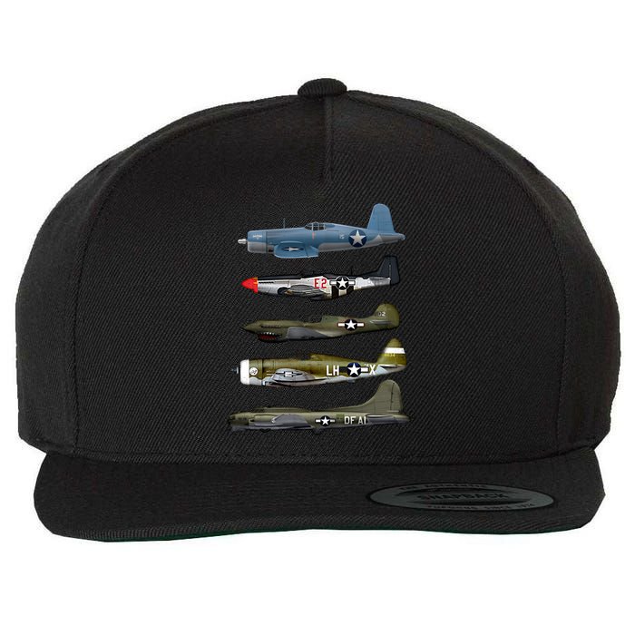 Ww2 Warplane Bgreat Gift17 P51 Mustang F4u Corsair P40 Warhawk Gift Wool Snapback Cap