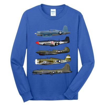 Ww2 Warplane Bgreat Gift17 P51 Mustang F4u Corsair P40 Warhawk Gift Tall Long Sleeve T-Shirt