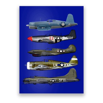 Ww2 Warplane Bgreat Gift17 P51 Mustang F4u Corsair P40 Warhawk Gift Poster
