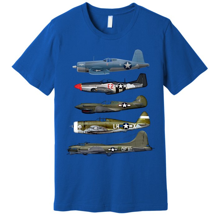 Ww2 Warplane Bgreat Gift17 P51 Mustang F4u Corsair P40 Warhawk Gift Premium T-Shirt