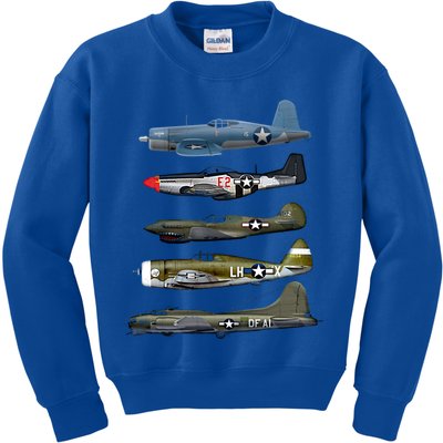 Ww2 Warplane Bgreat Gift17 P51 Mustang F4u Corsair P40 Warhawk Gift Kids Sweatshirt
