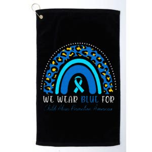 We Wear Blue Child Abuse Prevention Month Leopard Rainbow Platinum Collection Golf Towel