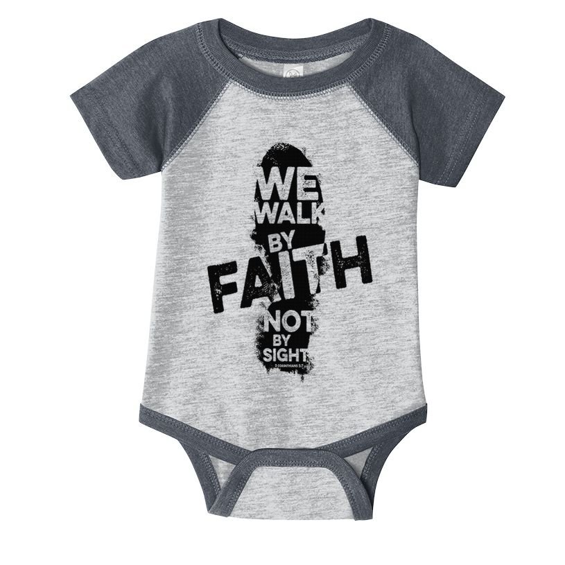 We Walk By Faith Not By Sight Christian Faith in God Vintage Infant Baby Jersey Bodysuit