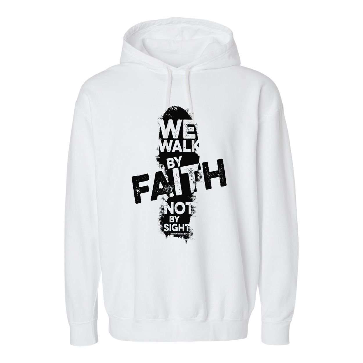 We Walk By Faith Not By Sight Christian Faith in God Vintage Garment-Dyed Fleece Hoodie