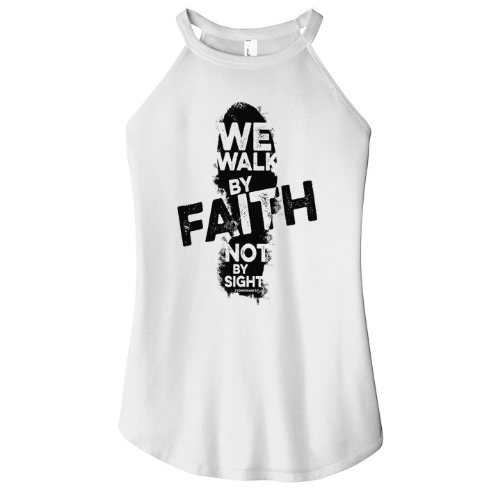 We Walk By Faith Not By Sight Christian Faith in God Vintage Women's Perfect Tri Rocker Tank