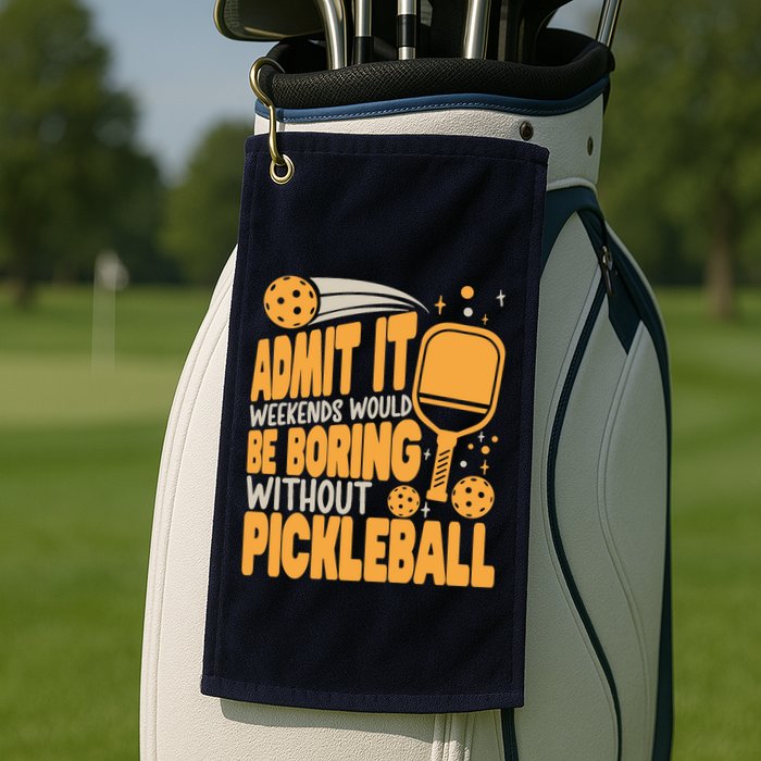 Weekends Would Be Boring Without Pickleball Player Premium Golf Towel