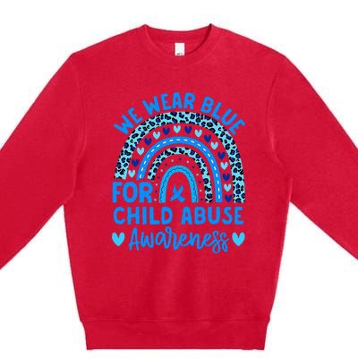 We Wear Blue Child Abuse Prevention Child Abuse Awareness Premium Crewneck Sweatshirt