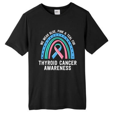 We Wear Blue Pink Teal Thyroid Cancer Awareness Family Group Gift Tall Fusion ChromaSoft Performance T-Shirt