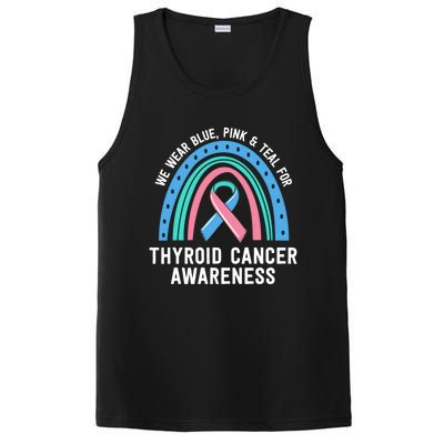 We Wear Blue Pink Teal Thyroid Cancer Awareness Family Group Gift PosiCharge Competitor Tank