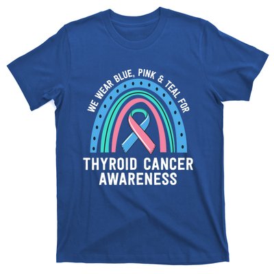 We Wear Blue Pink Teal Thyroid Cancer Awareness Family Group Gift T-Shirt