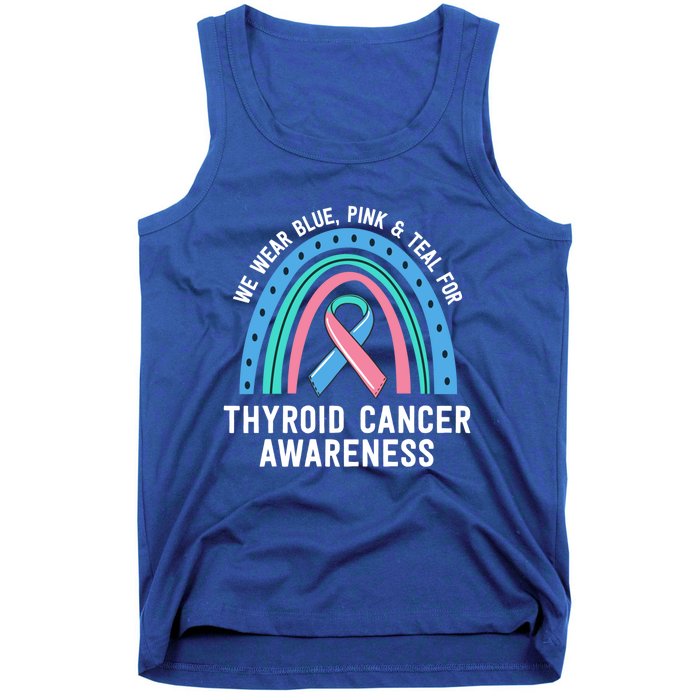 We Wear Blue Pink Teal Thyroid Cancer Awareness Family Group Gift Tank Top