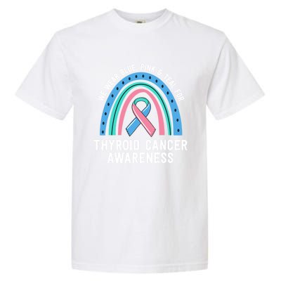 We Wear Blue Pink Teal Thyroid Cancer Awareness Family Group Gift Garment-Dyed Heavyweight T-Shirt