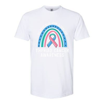 We Wear Blue Pink Teal Thyroid Cancer Awareness Family Group Gift Softstyle CVC T-Shirt