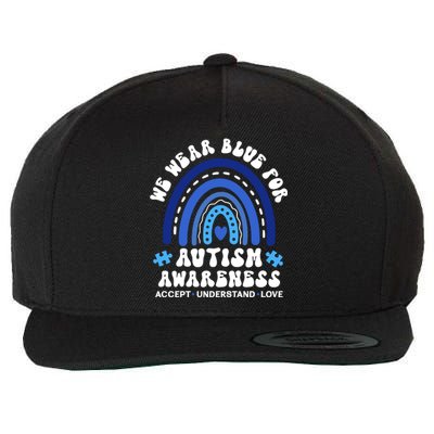 We Wear Blue For Autism Awareness Wool Snapback Cap