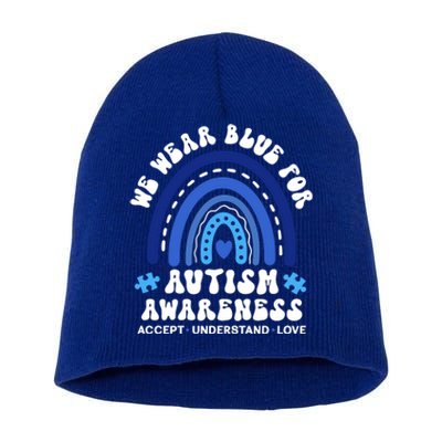 We Wear Blue For Autism Awareness Short Acrylic Beanie